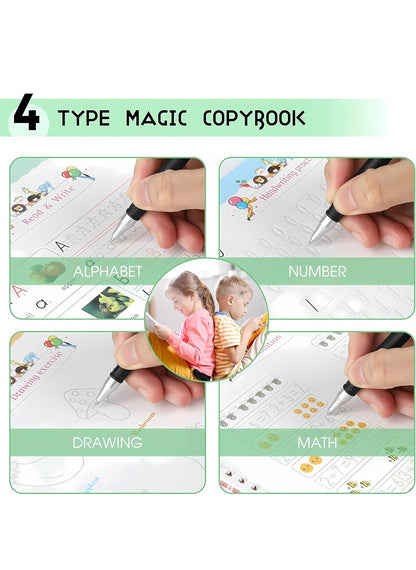 Sank Magic Book for Kids 2-5Years - 4 Books +1 Pen+10Refill- Sank Magic Practice Copy Book for Kids 2-5 Years💓💝💝